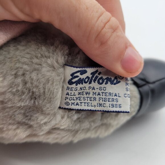 Mattel Emotions Vintage Christmas Gray Mouse Plush Red Scarf Black Boots Stuffed - Picture 11 of 13